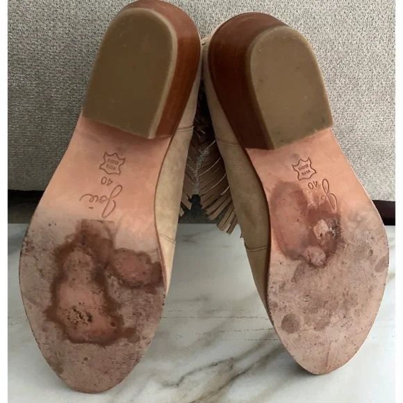 JOIE MAKENA BEIGE BUFF CALF SUEDE FRINGE ANKLE BOOTIE - EU 40 - US 9 - Picture 10 of 10